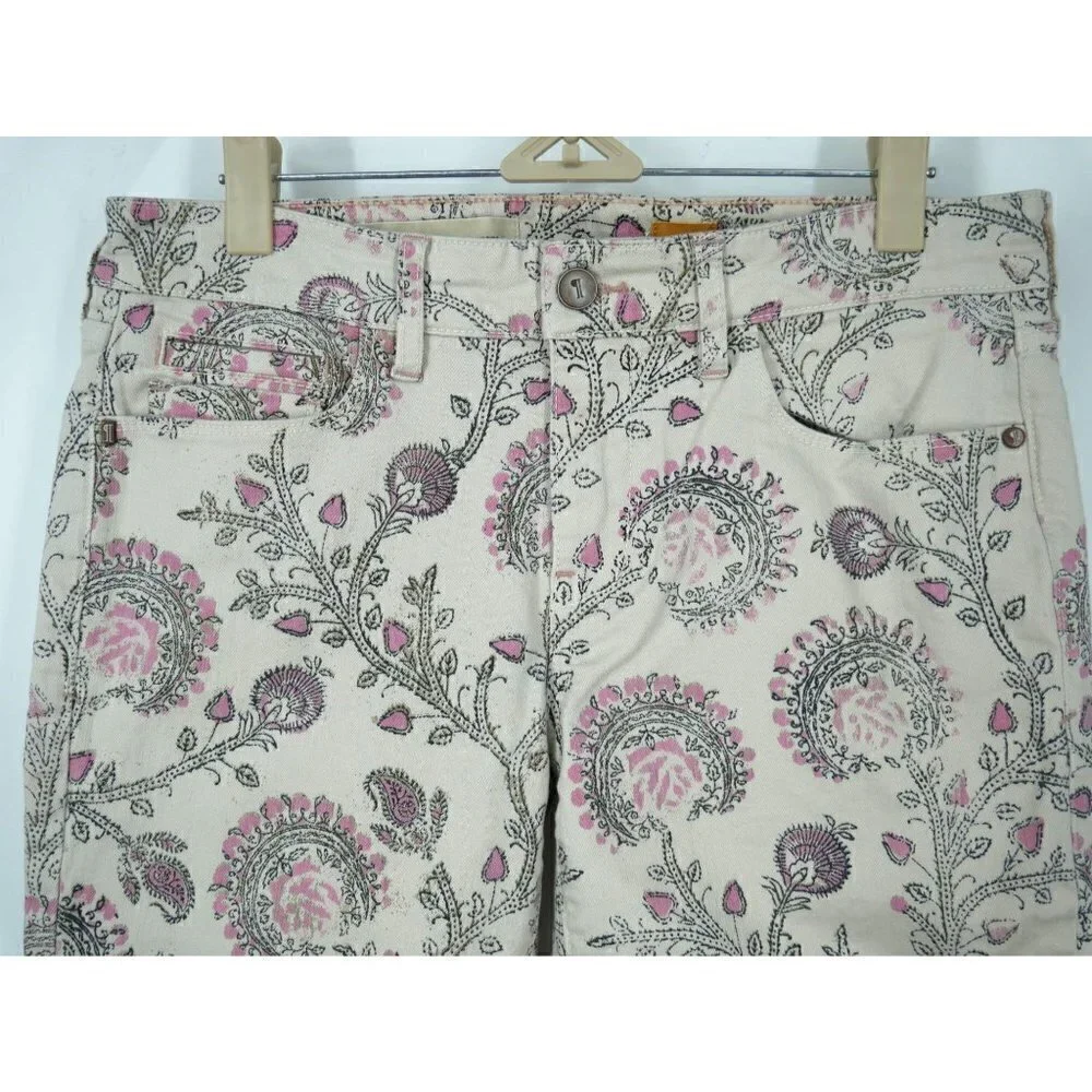 NEW Pilcro and the Letterpress Mid Rise Floral Cropped Straight‎ Leg Jeans 28 - Picture 2 of 5